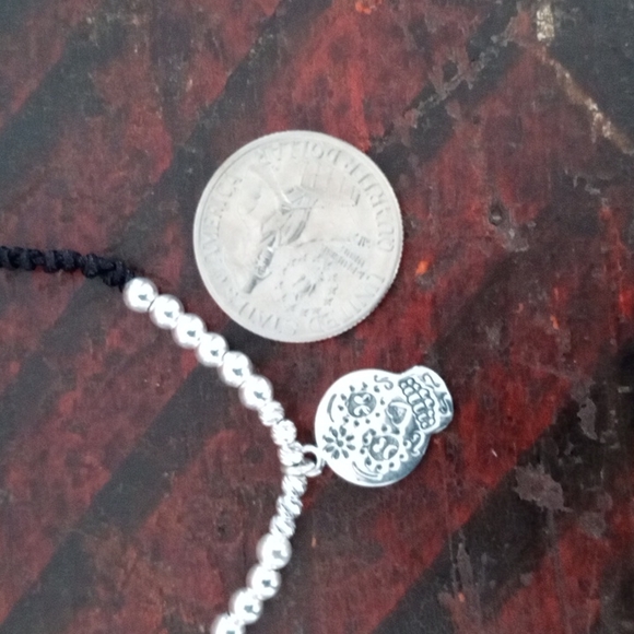 Sterling silver Halloween! Sugar skull Handmade women's skull bracelet - Picture 6 of 10